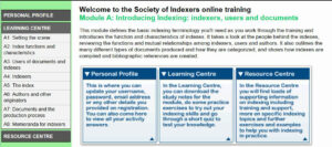 A sample screen from the training course
